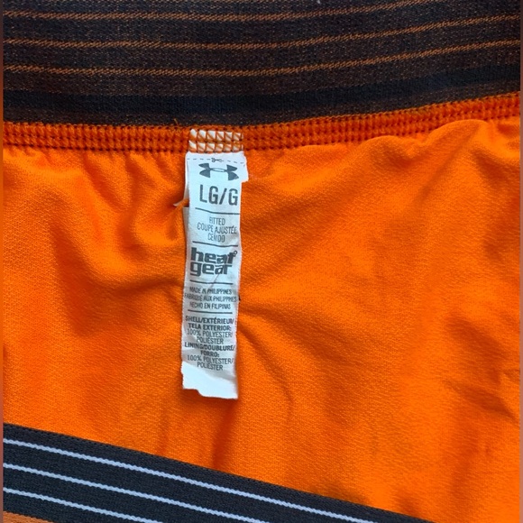 UNDER ARMOR running shorts with liner,  nylon, orange & black, ladies large - Picture 5 of 6